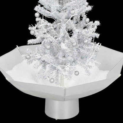 Albero di Natale con Neve e Base a Ombrellone Bianco 75 cm