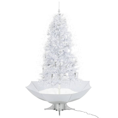 Albero di Natale con Neve e Base a Ombrellone Bianco 190 cm