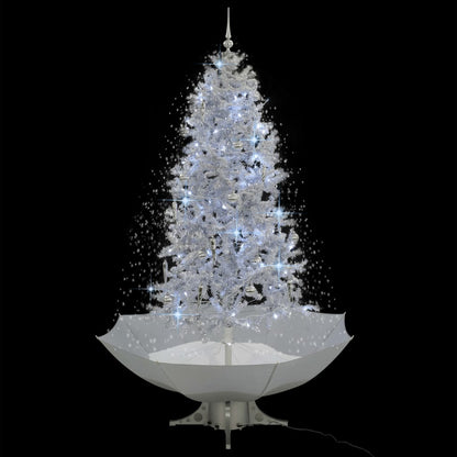 Albero di Natale con Neve e Base a Ombrellone Bianco 190 cm