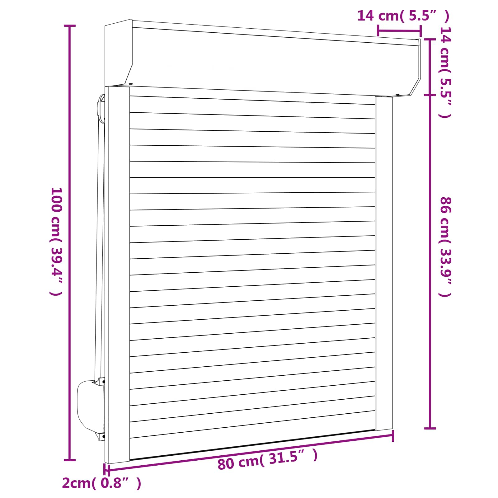 Persiana a rullo Bianco 80 x 100 cm Alluminio e poliuretano | homemem39