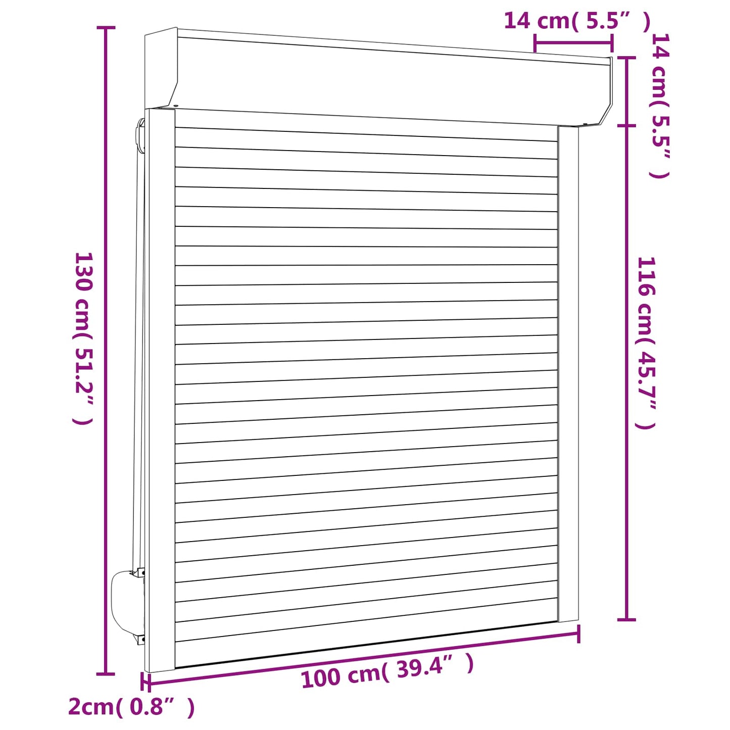 Persiana a rullo Bianco 100 x 130 cm Alluminio e poliuretano | homemem39