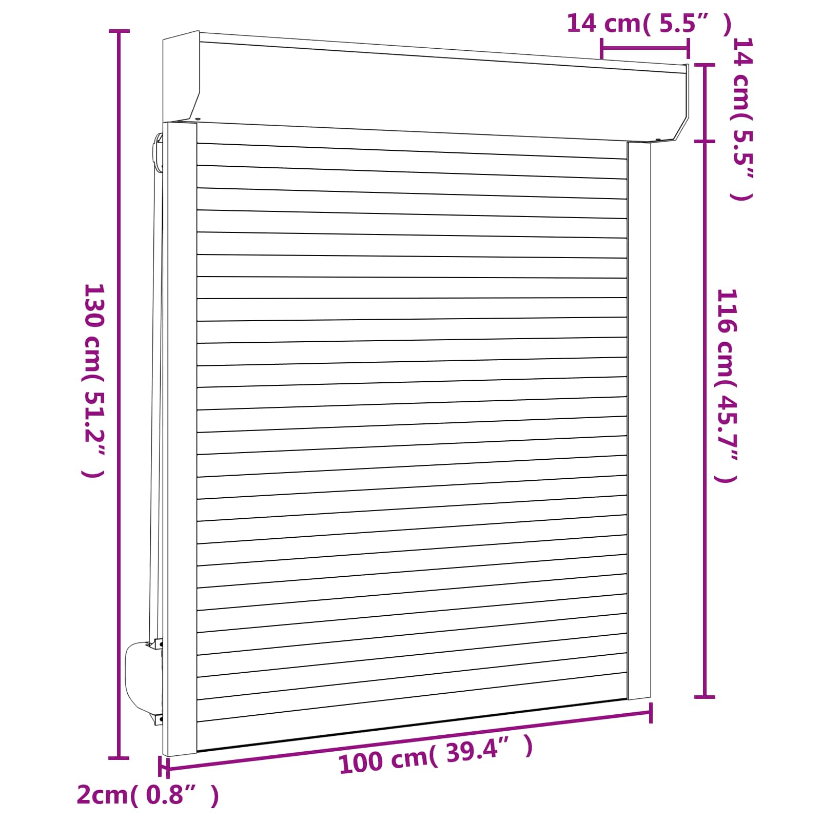 Persiana a rullo Bianco 100 x 130 cm Alluminio e poliuretano | homemem39