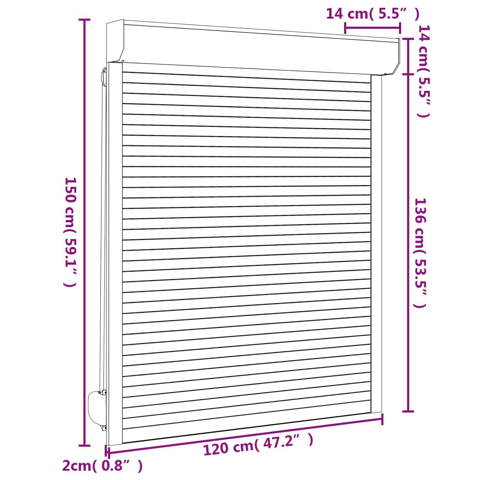 Persiana a rullo Bianco 120 x 150 cm Alluminio e poliuretano | homemem39