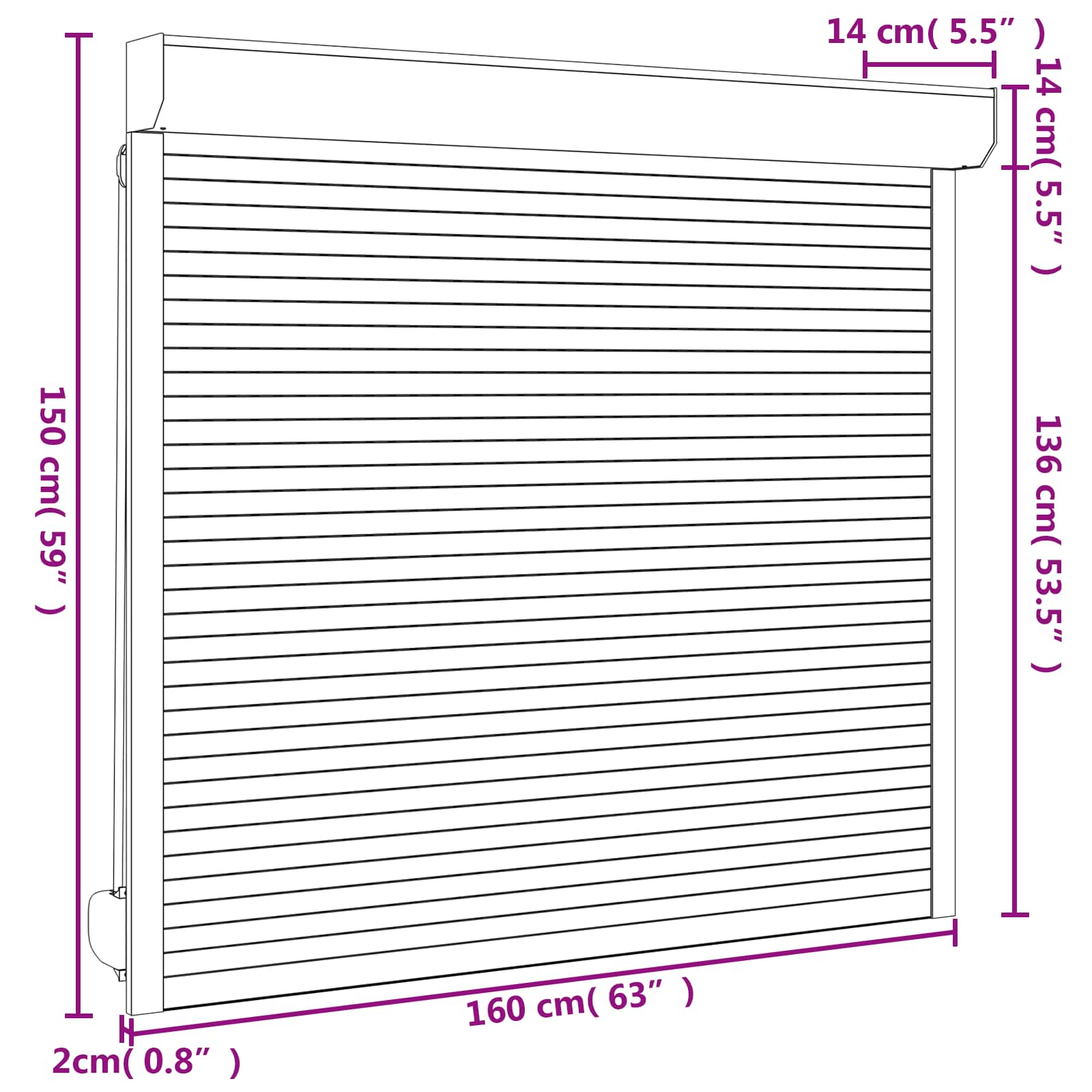 Persiana a rullo Bianco 160 x 150 cm Alluminio e poliuretano | homemem39