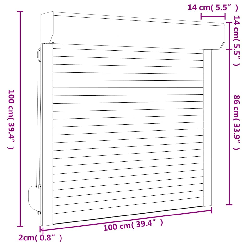 Tapparella Avvolgibile in Alluminio 100x100 cm Antracite - homemem39