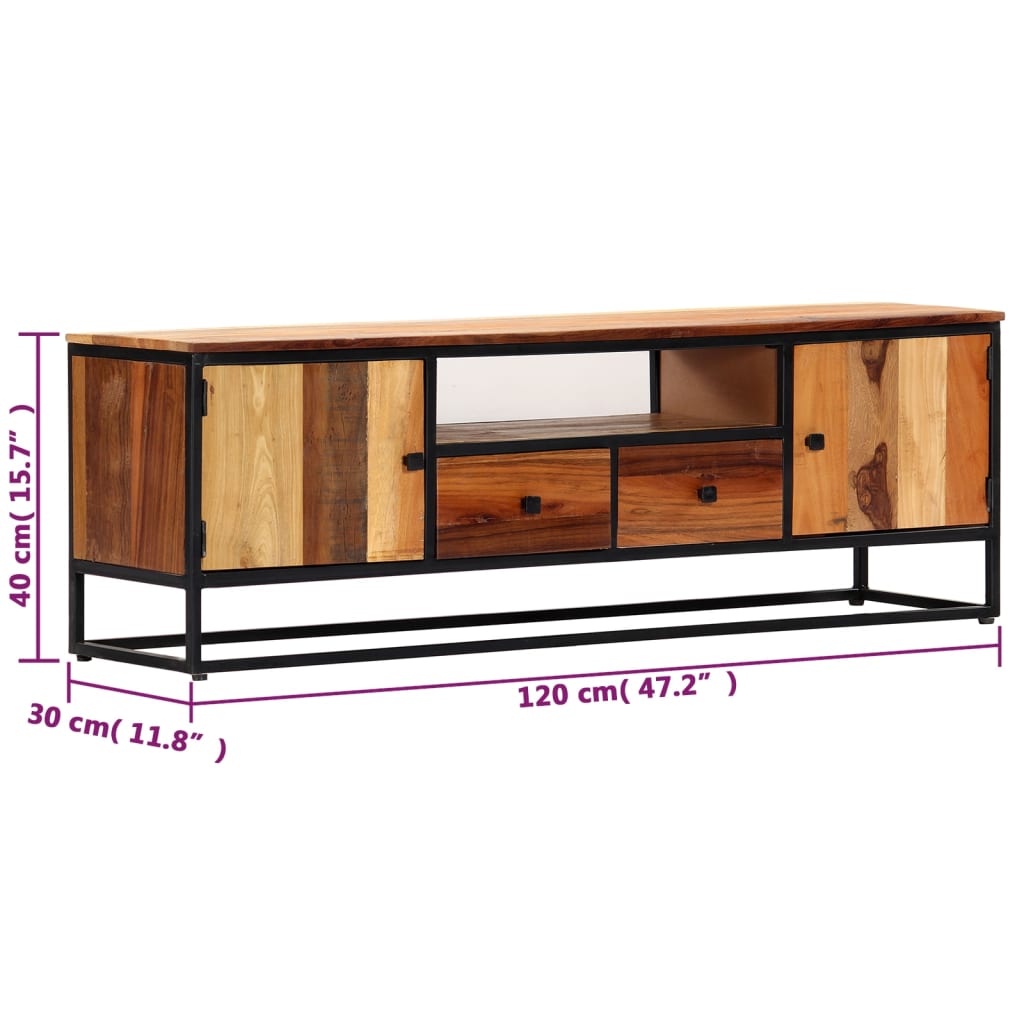 Mobile Porta TV 120x30x40 cm in Legno Massello di Recupero - homemem39