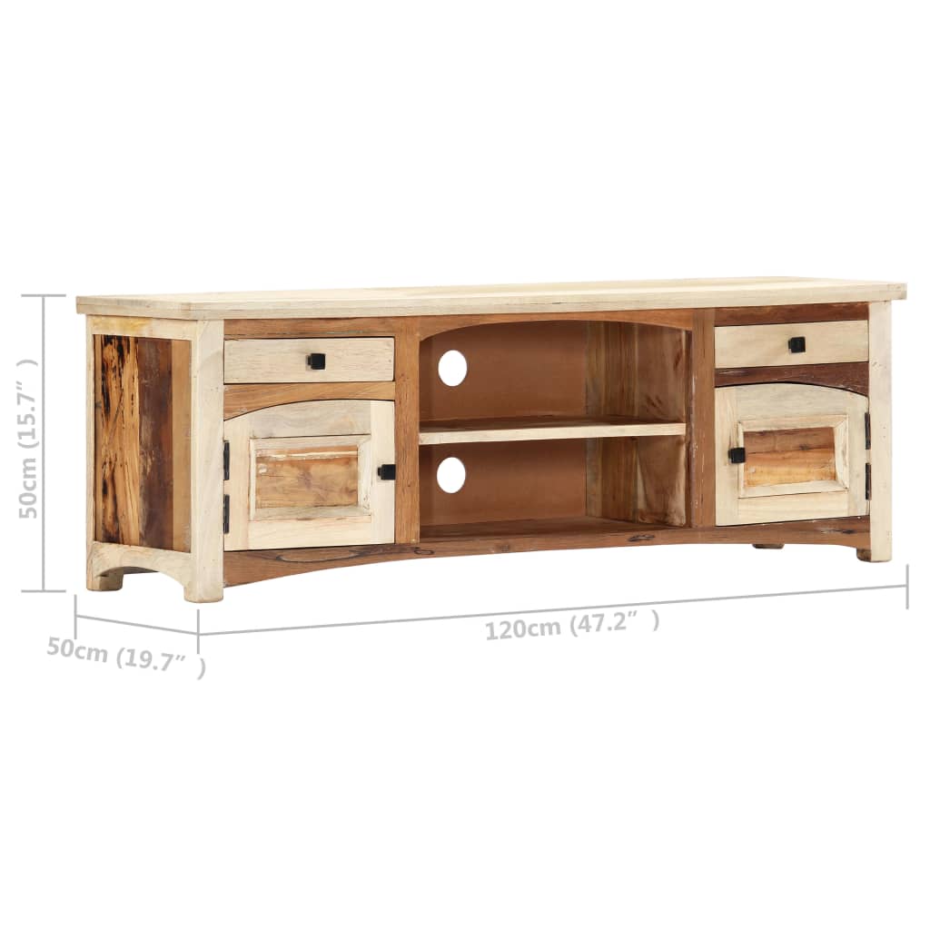 Mobile Porta TV 120x30x40 cm in Legno Massello di Recupero | homemem39