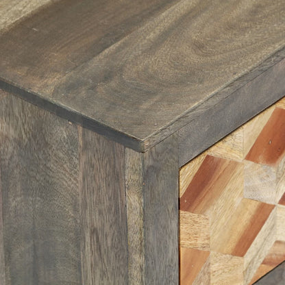 Comodino Grigio 40x30x50 cm in Legno Massello di Mango | homemem39