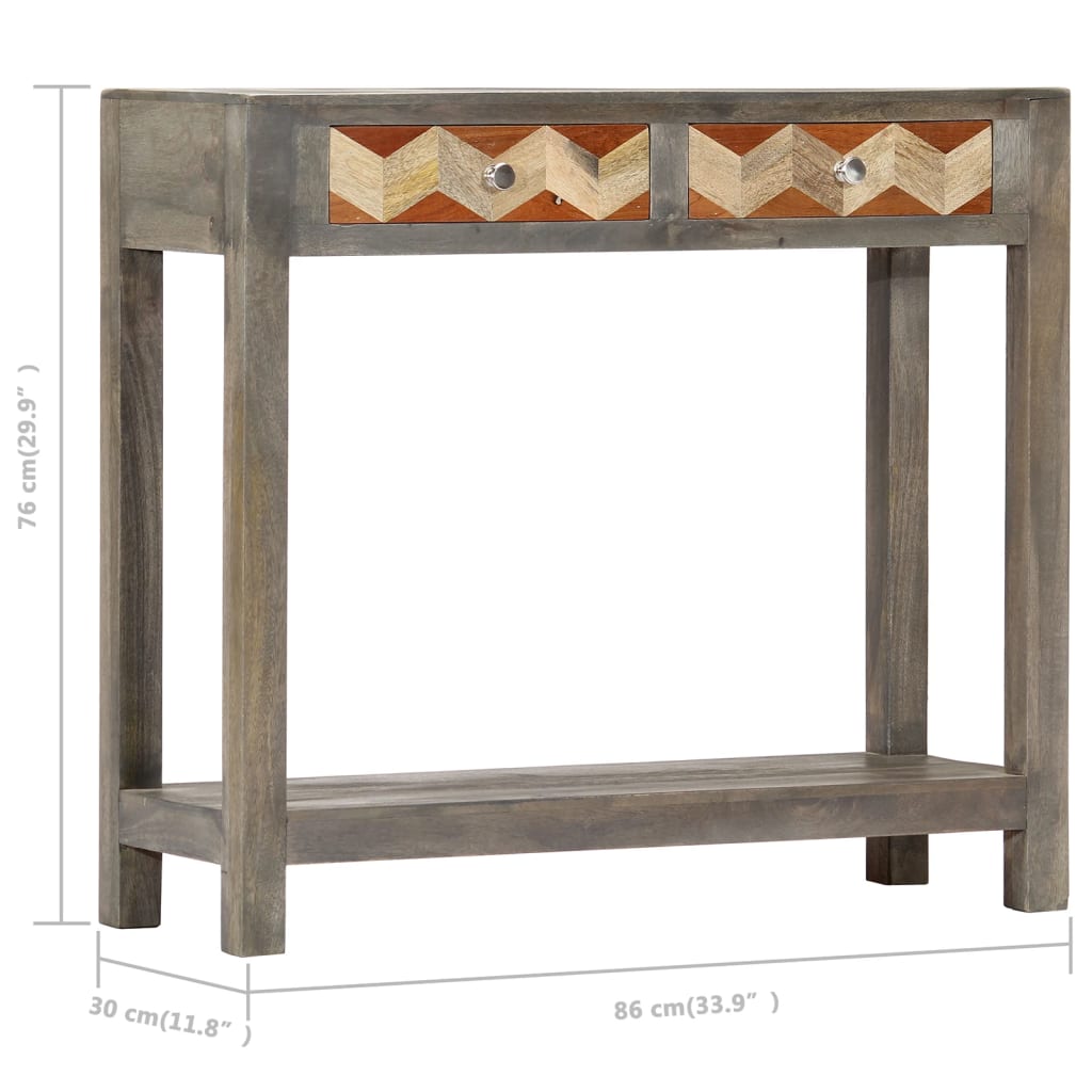 Tavolo Consolle Grigio 86x30x76 cm in Legno Massello di Mango | homemem39
