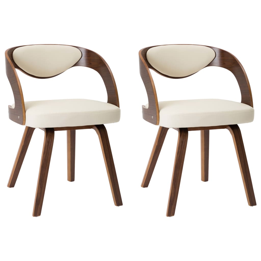 Sedie da Pranzo 2 pz in Legno Curvato e Similpelle Crema | homemem39
