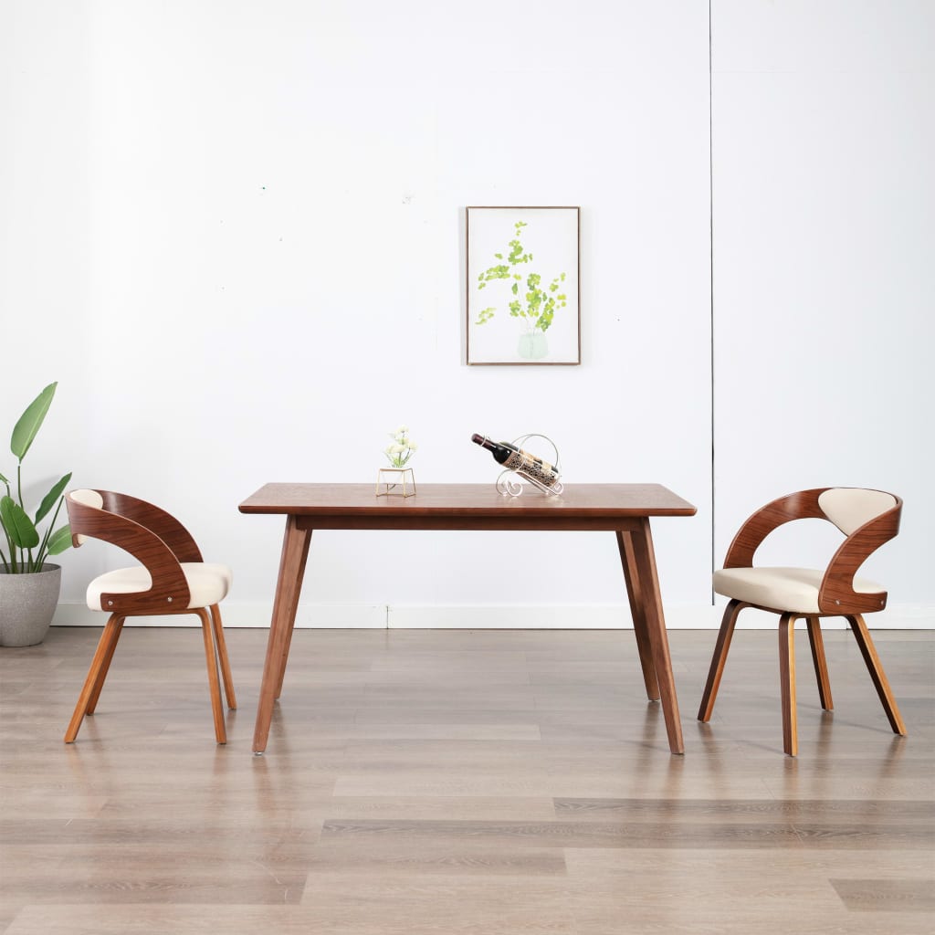 Sedie da Pranzo 2 pz in Legno Curvato e Similpelle Crema | homemem39