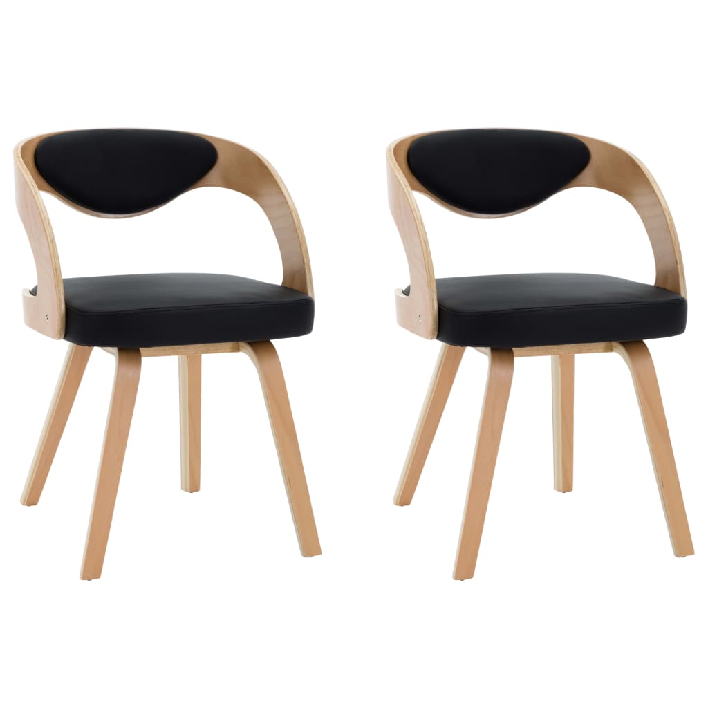 Sedie da Pranzo 2 pz Nere in Legno Curvato e Similpelle - homemem39