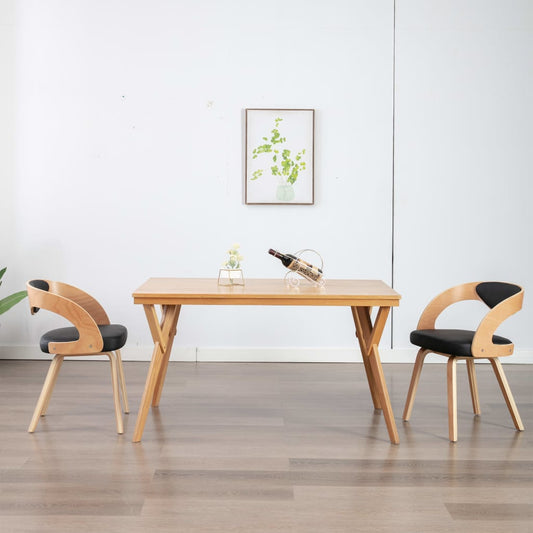 Sedie da Pranzo 2 pz Nere in Legno Curvato e Similpelle - homemem39