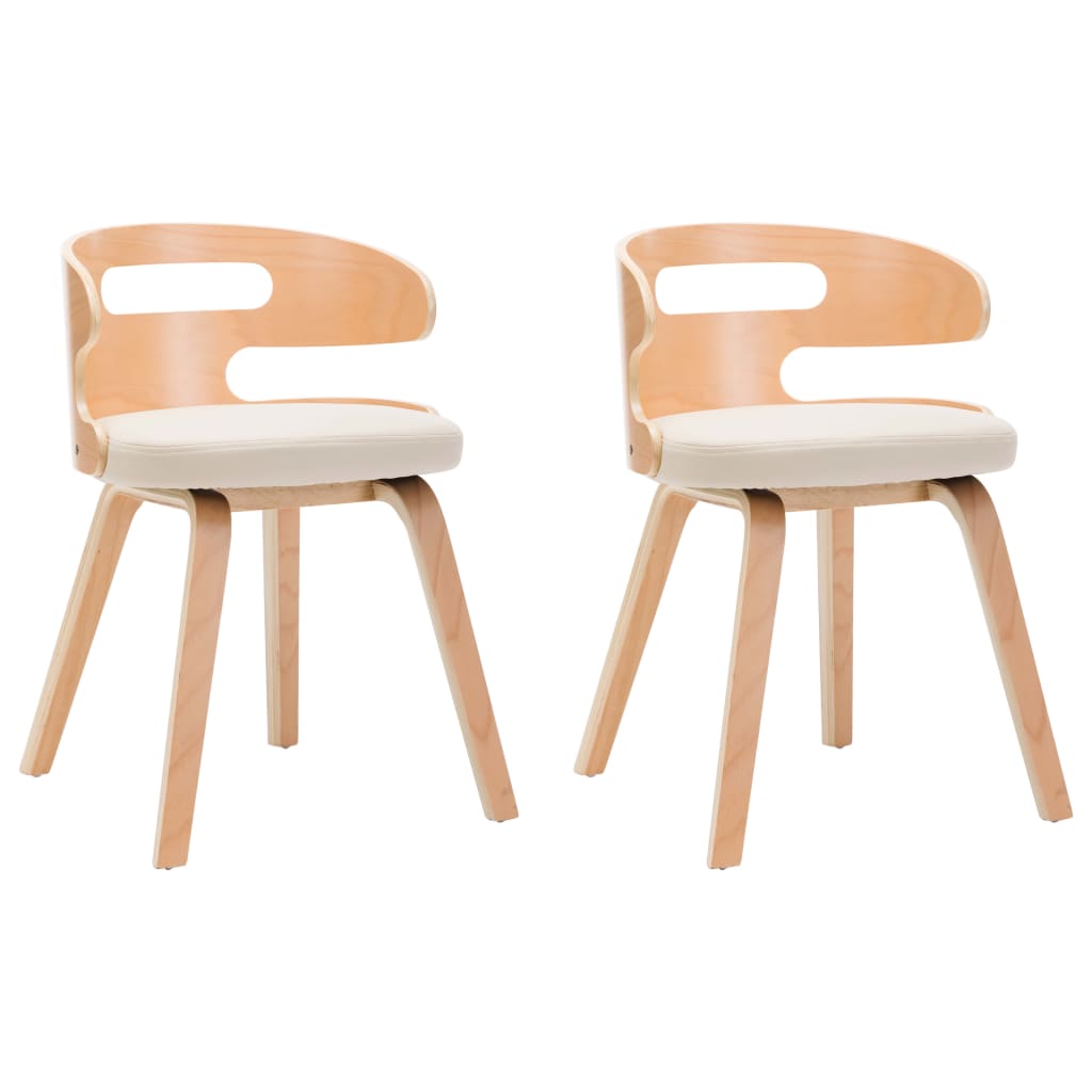 Sedie da Pranzo 2 pz in Legno Curvato e Similpelle Crema | homemem39