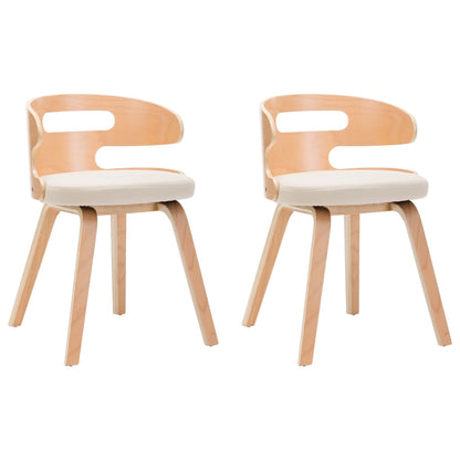 Sedie da Pranzo 2 pz in Legno Curvato e Similpelle Crema | homemem39