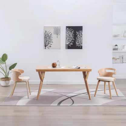 Sedie da Pranzo 2 pz in Legno Curvato e Similpelle Crema | homemem39