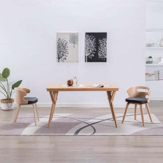 Sedie da Pranzo 2 pz Nere in Legno Curvato e Similpelle | homemem39