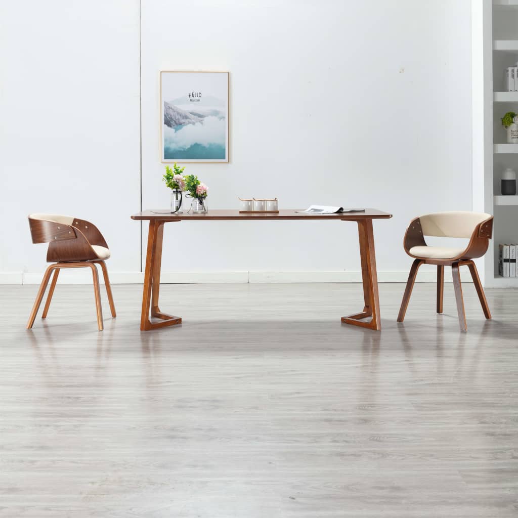 Sedia da Pranzo in Legno Piegato e Similpelle Crema | homemem39
