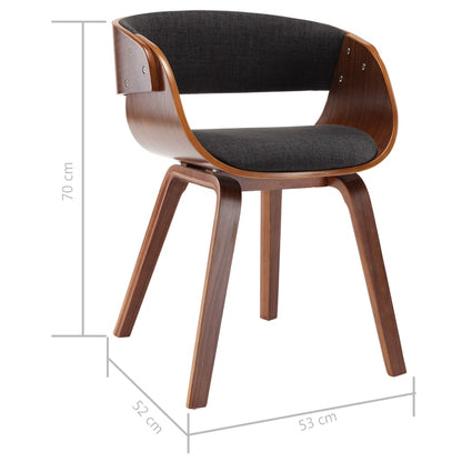 Sedia da Pranzo Grigia in Legno Curvato e Tessuto | homemem39