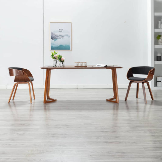Sedia da Pranzo Grigia in Legno Curvato e Tessuto | homemem39
