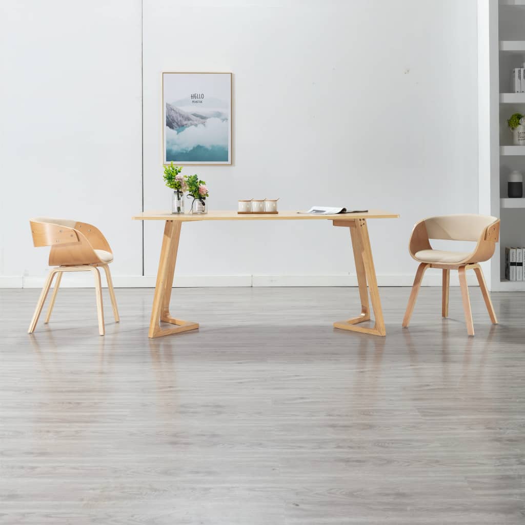 Sedia da Pranzo in Legno Piegato e Similpelle Crema | homemem39