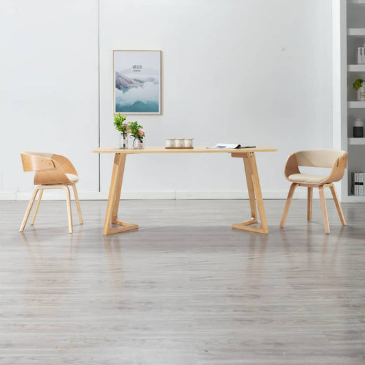 Sedia da Pranzo in Legno Piegato e Similpelle Crema | homemem39