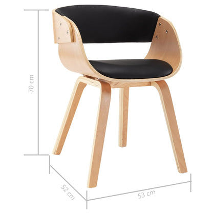 Sedia da Pranzo Nera in Legno Piegato e Similpelle | homemem39