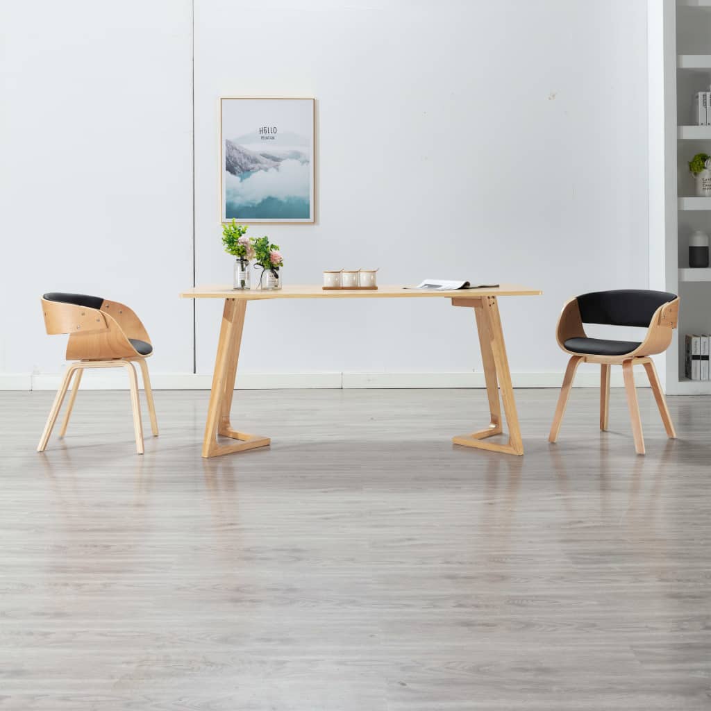 Sedia da Pranzo Nera in Legno Piegato e Similpelle | homemem39