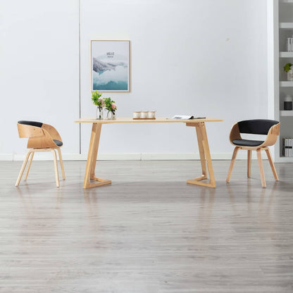 Sedia da Pranzo Nera in Legno Piegato e Similpelle | homemem39