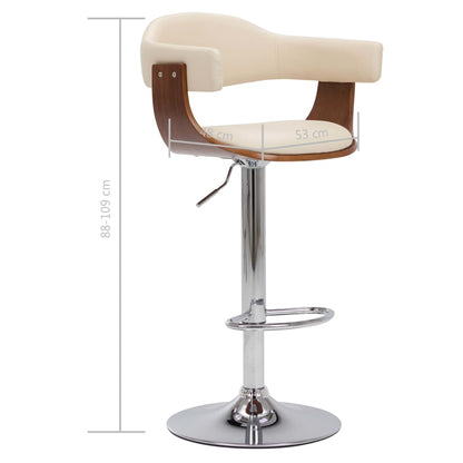 Sgabelli da Bar 2 pz Crema in Legno Piegato e Similpelle