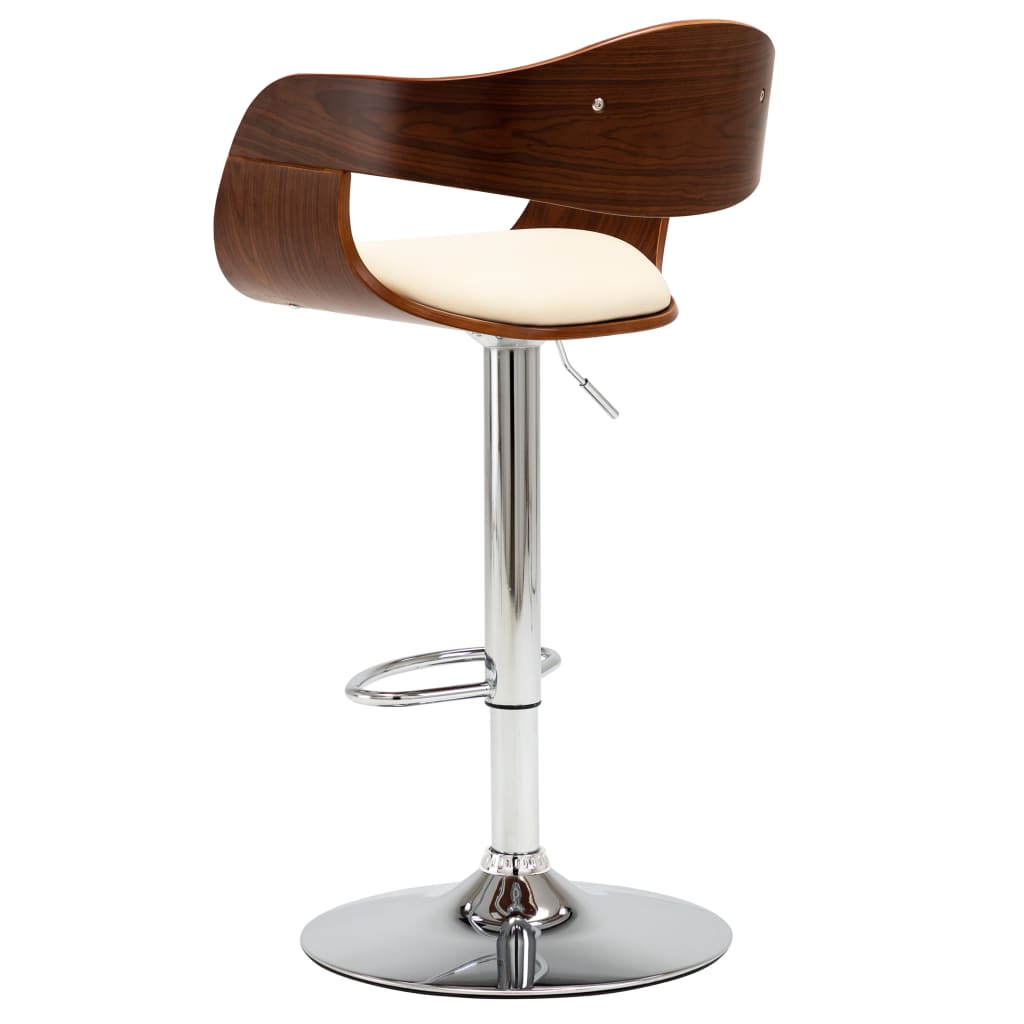 Sgabello da Bar Crema in Legno Piegato e Similpelle - homemem39