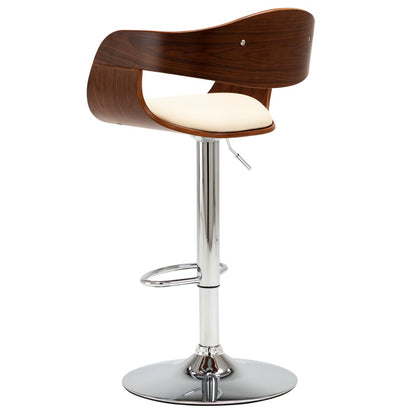 Sgabello da Bar Crema in Legno Piegato e Similpelle - homemem39