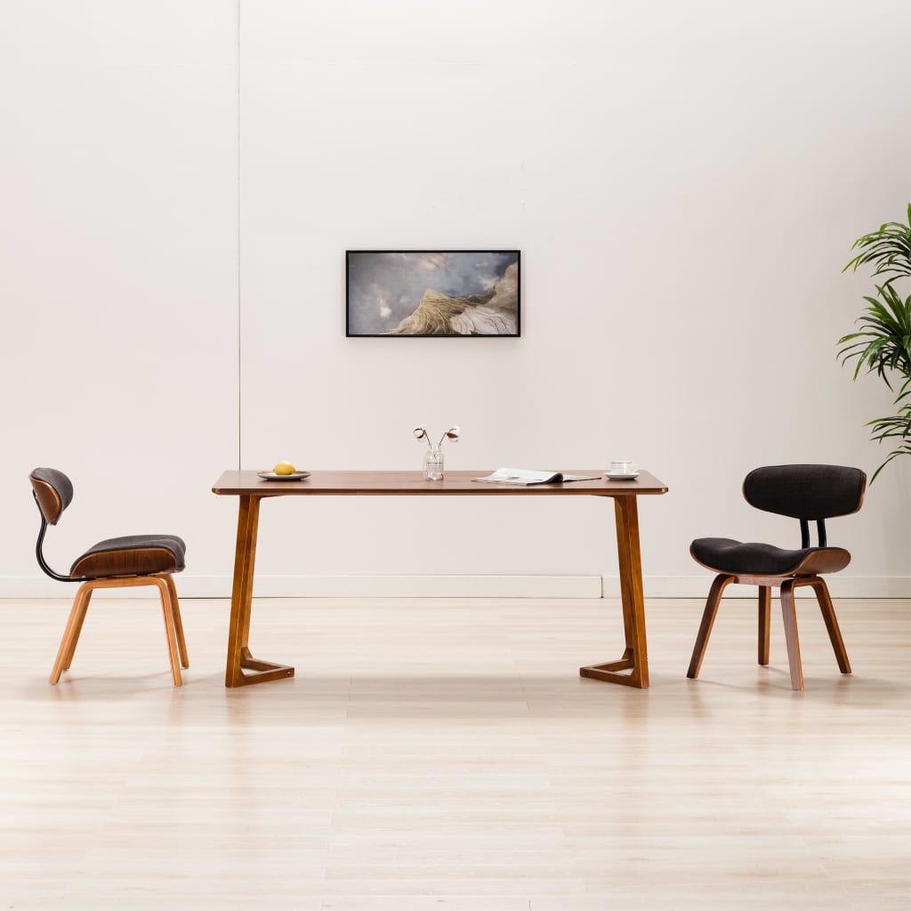Sedie da Pranzo 2 pz Legno Curvato e Tessuto Grigio | homemem39