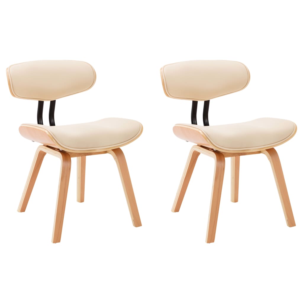 Sedie da Pranzo 2 pz Crema in Legno Piegato e Similpelle | homemem39