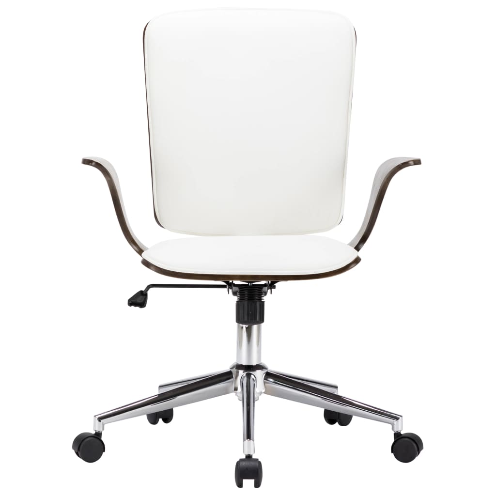 Sedia da Ufficio Girevole Bianca in Similpelle e Legno Curvato | homemem39