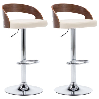 Sgabelli da Bar 2 pz Crema in Similpelle e Legno Curvato - homemem39