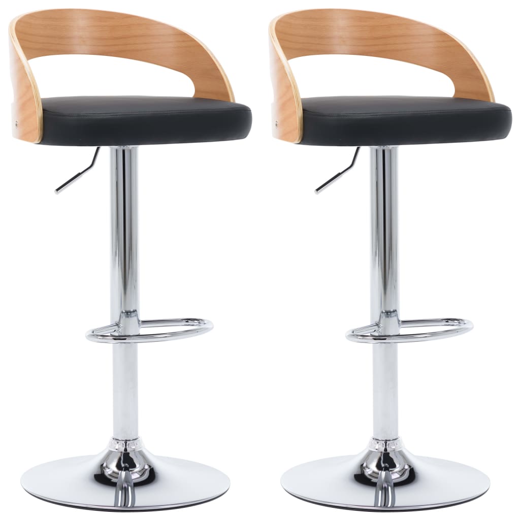 Sgabelli da Bar 2 pz Neri in Similpelle e Legno Curvo - homemem39