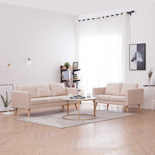 Set Divani 2 pz in Tessuto Crema - homemem39