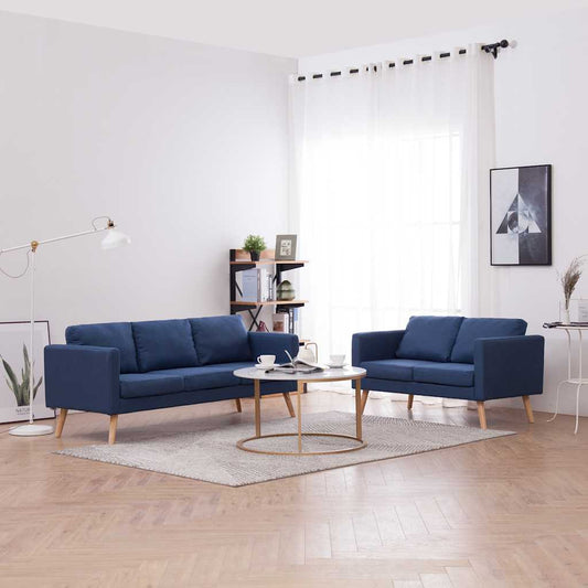 Set Divani 2 pz in Tessuto Blu | homemem39
