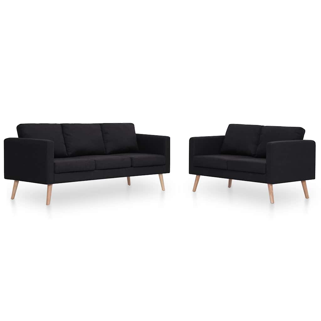 Set Divani 2 pz in Tessuto Nero | homemem39