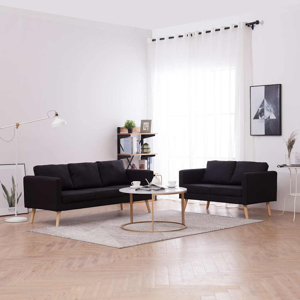 Set Divani 2 pz in Tessuto Nero | homemem39