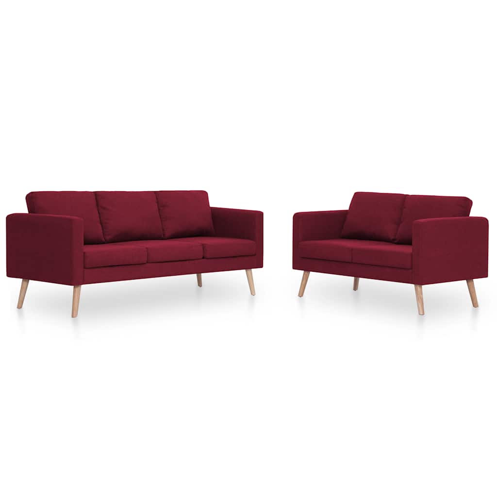 Set Divani 2 pz in Tessuto Rosso Vino - homemem39