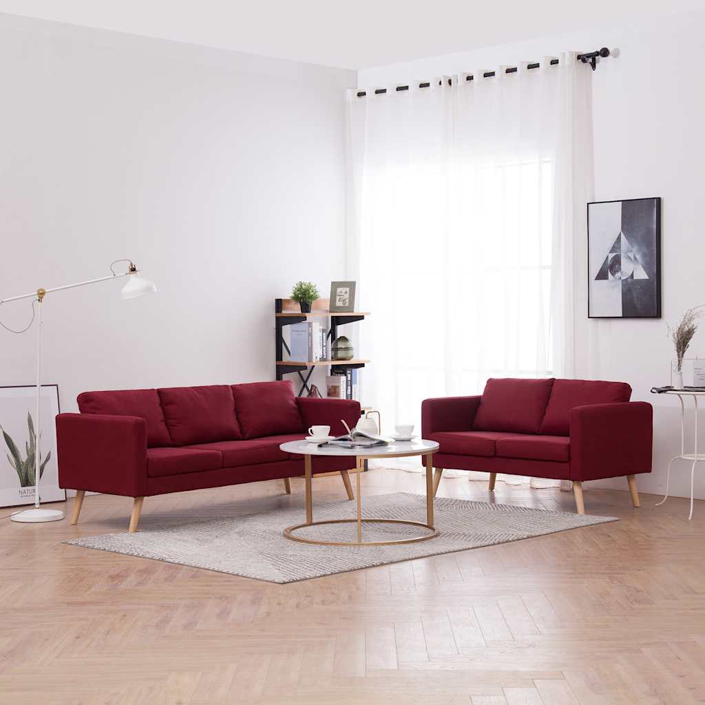 Set Divani 2 pz in Tessuto Rosso Vino | homemem39