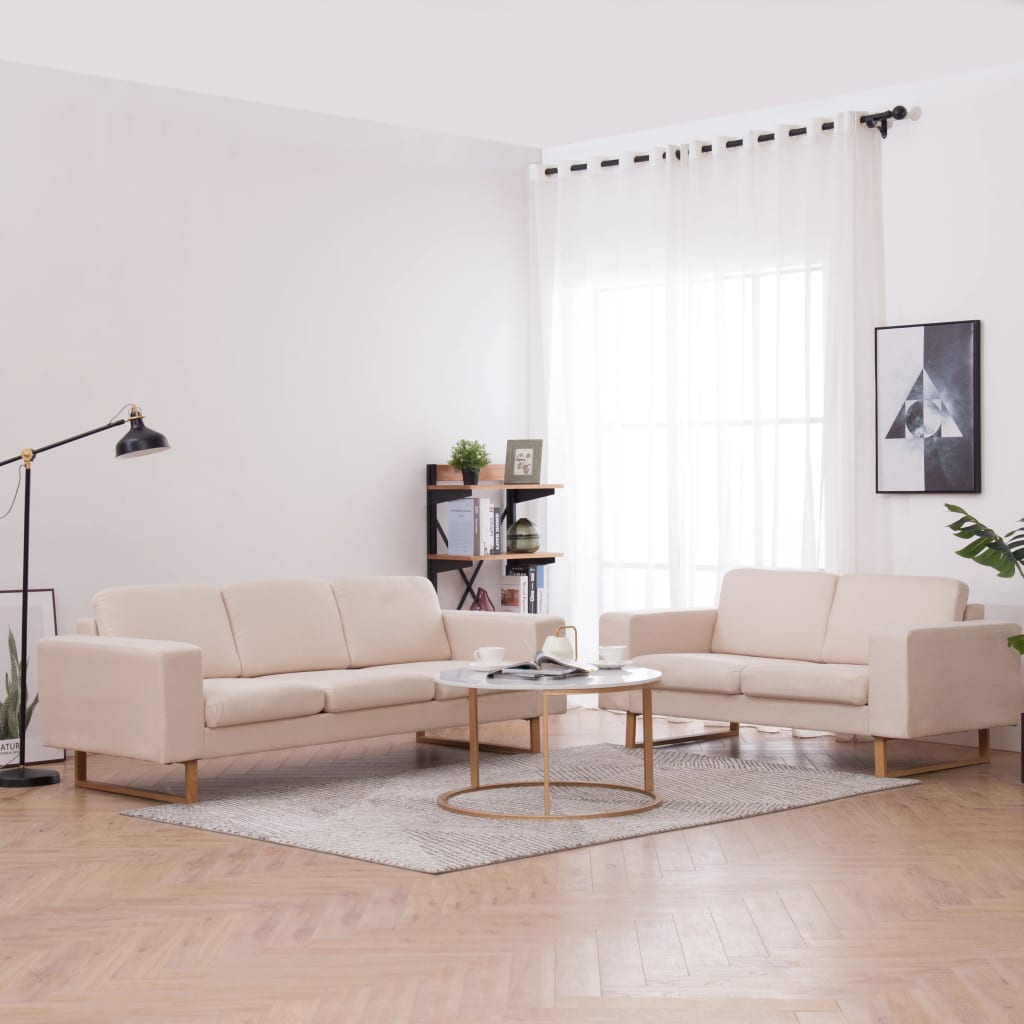 Set Divani 2 pz in Tessuto Crema | homemem39