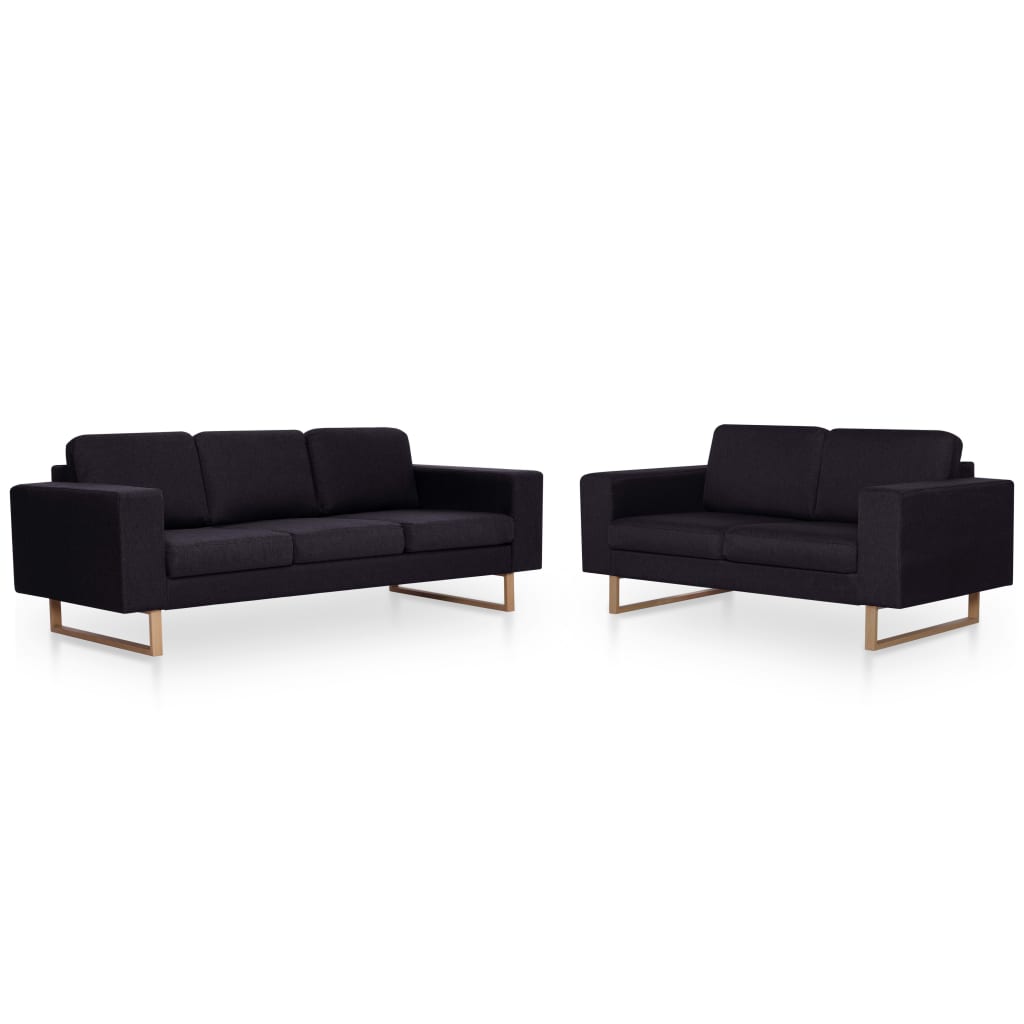 Set Divani 2 pz in Tessuto Nero | homemem39