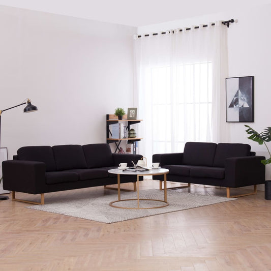 Set Divani 2 pz in Tessuto Nero | homemem39