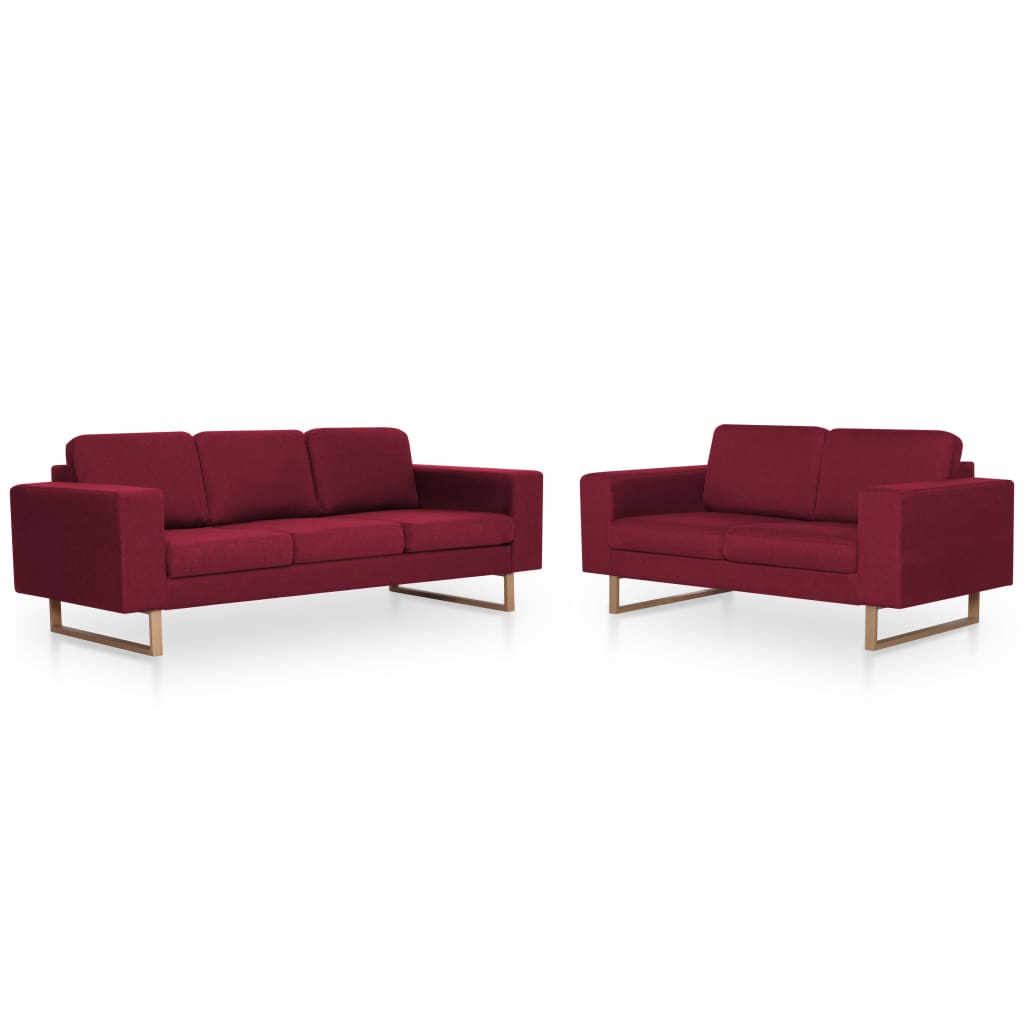 Set Divani 2 pz in Tessuto Rosso Vino | homemem39
