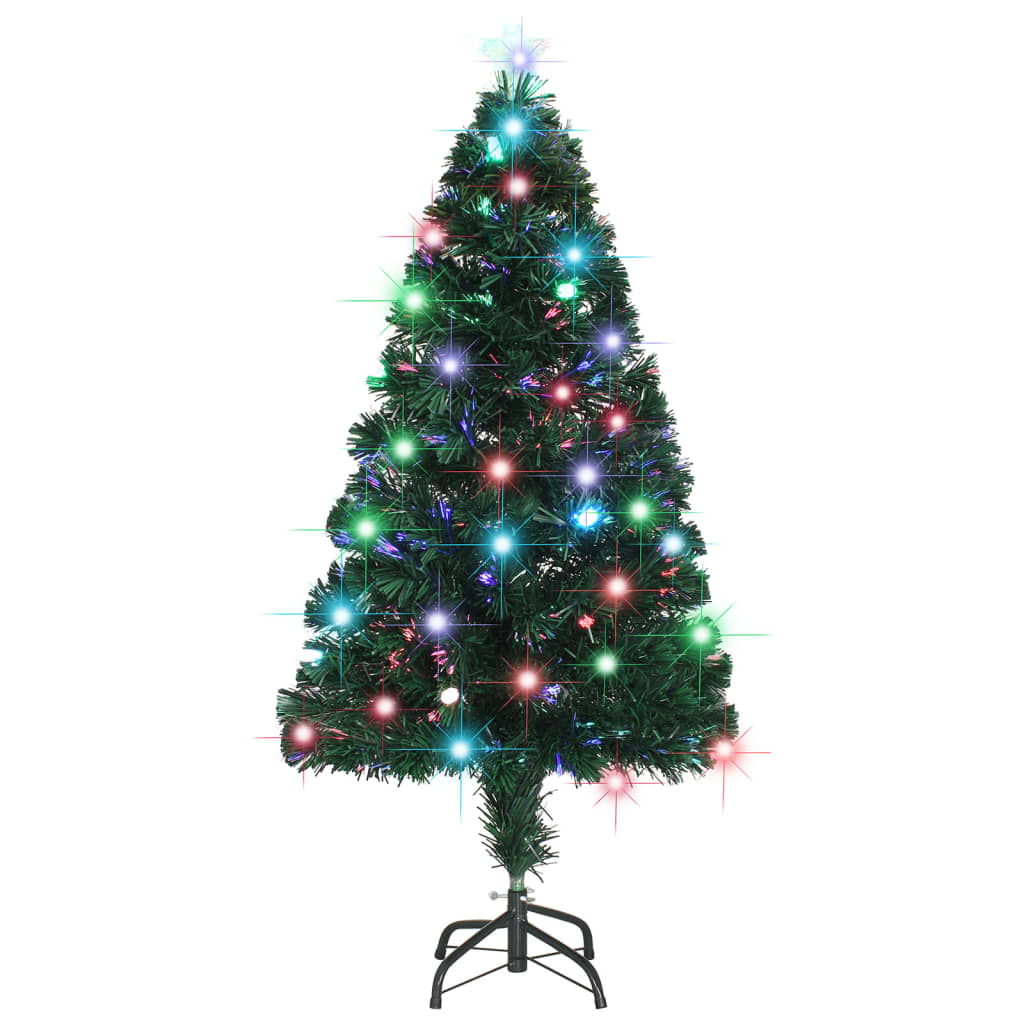 Albero di Natale Preilluminato con Supporto e LED 120 cm Fibra Ottica