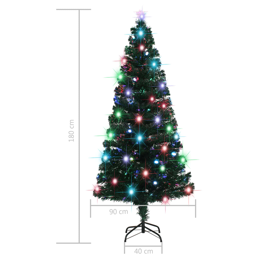 Albero di Natale Preilluminato con Supporto e LED 180 cm Fibra Ottica