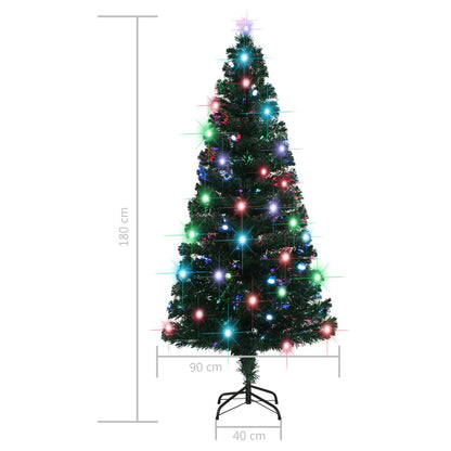 Albero di Natale Preilluminato con Supporto e LED 180 cm Fibra Ottica